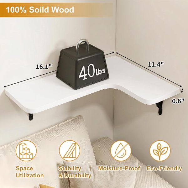 CT0428673JS_3 Fixwal Floating Shelves for Wall Set of 5, Rustic Wood Wall Mounted Corner Shelf for Bathroom, Kitchen, Bedroom, Home Decor, Laundry Room, Living Room (White)