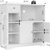 HORSTORS Microwave Cabinet, Kitchen Storage Cabinet, Microwave Stand, White | Modern Kitchen Cabinet with Doors / 2 Adjustable Shelves / Drawer / Spacious Countertop for Dining Living Room, Apartment