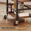 Homeiju Small Bar Cart, Home Bar Serving Cart with 4-Tier Shelf, Mobile Kitchen Shelf with Large Storage and Glass Holder, Mini Bar Cart for Small Spaces, Kitchen and Dining Room, Rustic Brown