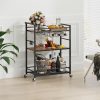 3 Tier Bar Cart, Small Beverage Cart, Mini Bar Cart with Wine Rack, Home Bar Serving Cart with Wheels for Kitchen Dining Living Room (Rustic Brown, General) GBC507R