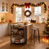 3 Tier Bar Cart, Small Beverage Cart, Mini Bar Cart with Wine Rack, Home Bar Serving Cart with Wheels for Kitchen Dining Living Room (Rustic Brown, General) GBC507R