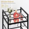 Bar Cart, Serving Cart for Home, Microwave Cart, Drink Cart, Mobile Kitchen Shelf with Wine Rack and Glass Holder, Rolling Beverage Cart for Dining Room, Black