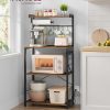 CT0429648JS_2 VASAGLE BARNET Collection - Kitchen Bakers Rack with Power Outlet, 23.6-Inch Wide Coffee Bar 4-Tier with 8 S Hooks, Modern Microwave Stand, Adjustable Shelf, Rustic Brown and Ink Black UKKS014K01V1