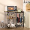 CT0429658JS_4 Kitchen Stand with Pots Rack, Utility Microwave Oven Stand with Storage, 5 Tiers Coffee Bar Table, Small Kitchen Bakers Rack with 6 S Hooks, Kitchen Storage Shelf Rack for Spices, Pots, Rustic Brown