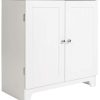 Redmon Double Door Freestanding Floor Cabinet, Modern Wooden Furniture, White