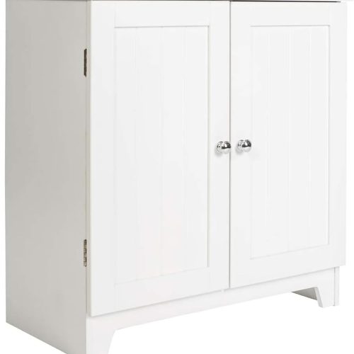 Redmon Double Door Freestanding Floor Cabinet, Modern Wooden Furniture, White