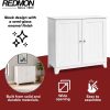 Redmon Double Door Freestanding Floor Cabinet, Modern Wooden Furniture, White