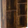 LEYAOYAO 5 Cube Small Bookshelf,3 Tier Mid-Century Bookcase with Legs,Wood Bookshelves Storage Organizer Shelf,Narrow Book Shelves,Brown Bookcases
