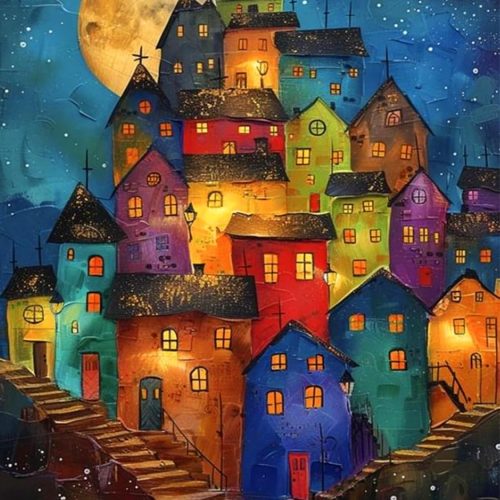 ijbnhd House Diamond Art Kits for Adults, 12x16inch | House Diamond Painting, 5D Diamond Painting Dream House, DIY Full Drill, Gem Art Crafts for Home Wall Decor