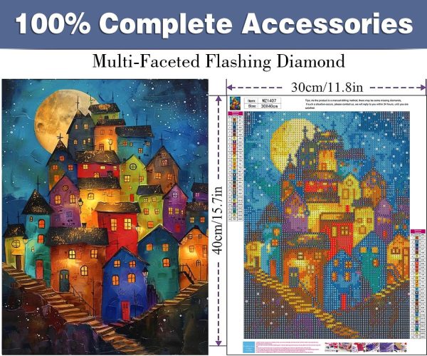 CT0430-SDP-148GT_2 ijbnhd House Diamond Art Kits for Adults, 12x16inch | House Diamond Painting, 5D Diamond Painting Dream House, DIY Full Drill, Gem Art Crafts for Home Wall Decor