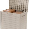 CT0430228JS_1 IRIS USA 35 Gallon Outdoor Deck Box, Lockable, Weather-Resistant, Beige | UV-Protected, Waterproof Resin, Patio Storage for Cushions, Garden Tools & Packages