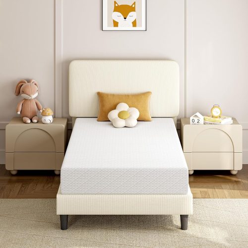 Yaheetech 8 Inch Twin Mattress, 3-Layer Cooling Gel Memory Foam Mattress | Green Tea for Fresher Sleep, Pressure Relief, Medium Firm Support, CertiPUR-US Certified, Twin Size Mattress in a Box, White