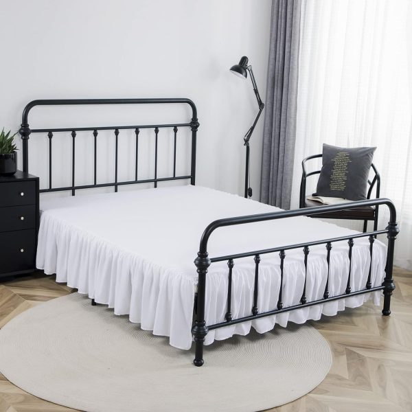 Bed Skirt Twin Size Ruffled Bed Skirt with Split Corners | 16 Inch Drop Dust Ruffle Bed Skirt with Platform, White