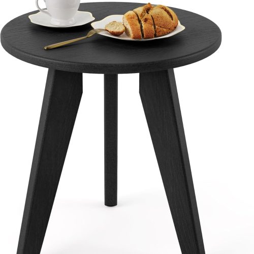 CT0430640JS_1 HDPS Outdoor Side Table, Small Round End Table for Outdoor, Black | Outdoor Round Accent Table For Patio,Porch,Garden,Companion to your Chairs, Weather-Resistant, Easy Clean, Quick Assembly