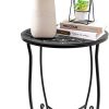 Outdoor Side Table for Small Space, Metal Outdoor Indoor Round Side Table | Stable Structure, Weather-Resistant Side Table for Patio Balcony Deck, Small Garden Table for Drink Holder, Plant Stand Use