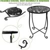Outdoor Side Table for Small Space, Metal Outdoor Indoor Round Side Table | Stable Structure, Weather-Resistant Side Table for Patio Balcony Deck, Small Garden Table for Drink Holder, Plant Stand Use