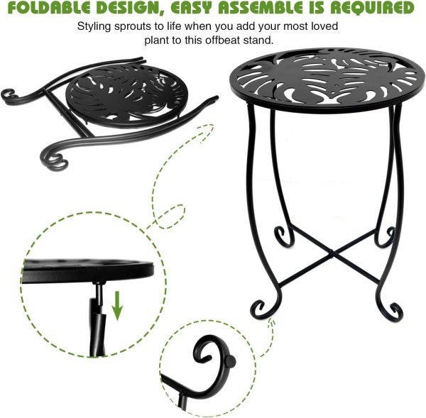 Outdoor Side Table for Small Space, Metal Outdoor Indoor Round Side Table | Stable Structure, Weather-Resistant Side Table for Patio Balcony Deck, Small Garden Table for Drink Holder, Plant Stand Use