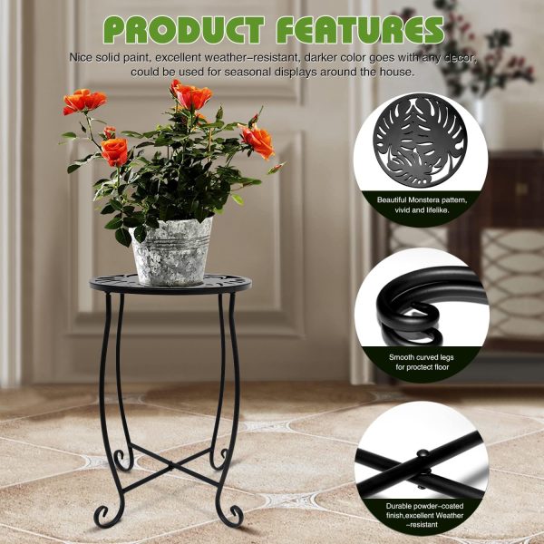 Outdoor Side Table for Small Space, Metal Outdoor Indoor Round Side Table | Stable Structure, Weather-Resistant Side Table for Patio Balcony Deck, Small Garden Table for Drink Holder, Plant Stand Use