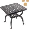Mandolin Outdoor Patio,Rust -Resistant Cast Aluminum Side Table,Weather Resistant End Table，Coffee Table， Perfect for Patio, Backyard Or Garden. W 20.8" X H18.5(Aluminum Square, Copper)