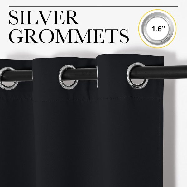 NICETOWN Black Blackout Curtain 78 inch Length, W55 x L78 Inch, 8 Grommets Top, 1 Piece, Thermal Insulated Modern Window Treatment Soundproof Drape Panel for Bedroom/Living Room