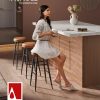 CT0432366JS_4 VASAGLE EKHO Collection - Bar Stools Set of 2, Kitchen Counter Stools, Breakfast Stools, Synthetic Leather with Stitching, Mid-Century Modern, 30-Inch Tall, Home Bar, Caramel Brown ULBC090K01V1