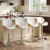 CT0432401JS_1 LSSPAID Swivel Bar Stools Set of 4, Modern PU Leather Upholstered Counter Height Chairs with Back & Footrest, Adjustable Bentwood Barstools for Kitchen Island, Dining Room, White