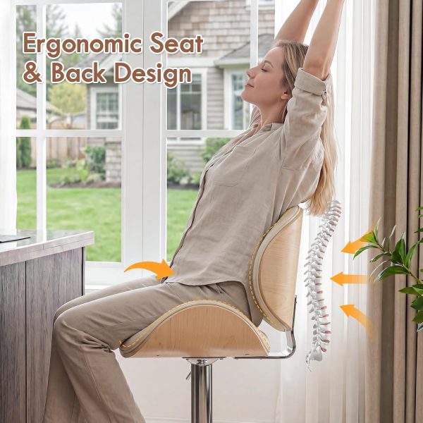 CT0432401JS_3 LSSPAID Swivel Bar Stools Set of 4, Modern PU Leather Upholstered Counter Height Chairs with Back & Footrest, Adjustable Bentwood Barstools for Kitchen Island, Dining Room, White