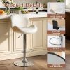 CT0432401JS_4 LSSPAID Swivel Bar Stools Set of 4, Modern PU Leather Upholstered Counter Height Chairs with Back & Footrest, Adjustable Bentwood Barstools for Kitchen Island, Dining Room, White