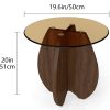 CT0432633JS_2 MDF Frame Side Table with Amber Tempered Glass Top | Mortise and Tenon Joint Design, No Screw Easy Assembly, Combine into Living Room Coffee Table