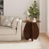 CT0432633JS_3 MDF Frame Side Table with Amber Tempered Glass Top | Mortise and Tenon Joint Design, No Screw Easy Assembly, Combine into Living Room Coffee Table