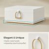 SONGMICS 2-Layer Jewelry Box, Jewelry Organizer with Handle, Removable Jewelry Tray, Jewelry Storage, Floating Effect, 8.1 x 9.4 x 4.3 Inches, Gift Idea, White UJBC165W01