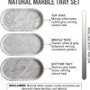 YKAJO Carrara White Gray Oval Marble Tray, 11.8x5.9 Perfume Organizer Dish | Honed natural stone; holds jewelry, rings, keys, candles, trinkets; for dresser, nightstand, bath counter