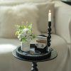 Hanobe Black Decorative Coffee Table Tray, Scalloped Edge | 12" round wood centerpiece tray, ideal for living room, entryway table, kitchen island, fits modern decor.