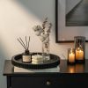 Hanobe Black Decorative Coffee Table Tray, Scalloped Edge | 12" round wood centerpiece tray, ideal for living room, entryway table, kitchen island, fits modern decor.