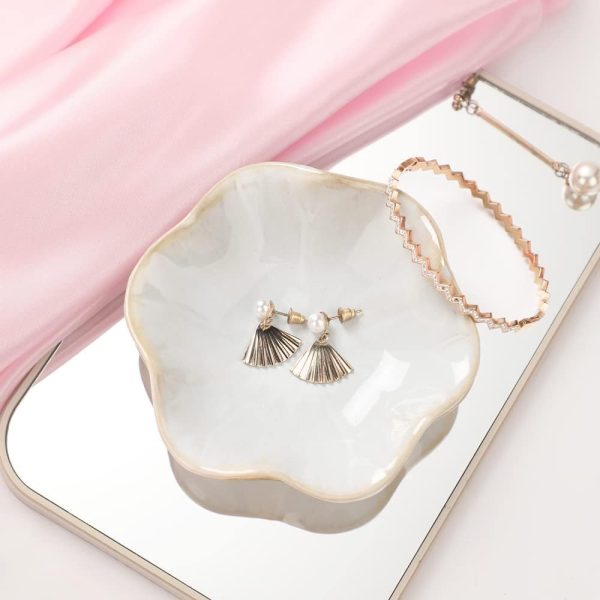 Ceramic Jewelry Dish Tray, Ring Dish Holder,Trinket Tray,Small Key Bowl | Cute Aesthetic Nightstand Bedroom Room Decor Mothers Day Friendship Christmas Birthday Gifts for Women
