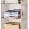 YOUDENOVA Hanging Closet Organizer and Storage, 6-Shelf, Beige | Breathable Fabric, 2 Side Pockets, Clothes Organizer, Hanging Shelves, Closet Storage, College Dorm Room Essentials for Guys