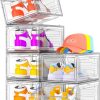 7 code Shoe Organizer, Clear Thickened Stackable Shoe Boxes with Magnetic Door, Collapsible Closet Storage Rack for Sneakers & Boots, 6 Pack White, Virgin Material, Not Recycled Plastic for Household | Thick Plastic Shoe Storage for Sneakers & Boots, Collapsible Closet Shoe Rack and Clear Shoe Box, 6 Pack White