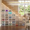 7 code Shoe Organizer, Clear Thickened Stackable Shoe Boxes with Magnetic Door, Collapsible Closet Storage Rack for Sneakers & Boots, 6 Pack White, Virgin Material, Not Recycled Plastic for Household | Thick Plastic Shoe Storage for Sneakers & Boots, Collapsible Closet Shoe Rack and Clear Shoe Box, 6 Pack White