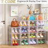 7 code Shoe Organizer, Clear Thickened Stackable Shoe Boxes with Magnetic Door, Collapsible Closet Storage Rack for Sneakers & Boots, 6 Pack White, Virgin Material, Not Recycled Plastic for Household | Thick Plastic Shoe Storage for Sneakers & Boots, Collapsible Closet Shoe Rack and Clear Shoe Box, 6 Pack White
