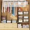 CT0433478JS_3 Widened & Heightened Closet Organizers And Storage Shelves With Top Board, Set of 3 Stackable Closet Shelf Organizer Storage Bin Basket For Clothes Sweaters,Space-saving, Sturdy,Wider Higher Size
