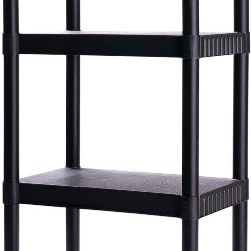 CT0433567JS_1 Plano 4-Shelf Plastic Storage Shelves, 48” x 23” x 14”, 200lb Capacity, Pantry, Office, Closet and Garage Shelves, Easy to Assemble, Durable Plastic Shelving Unit
