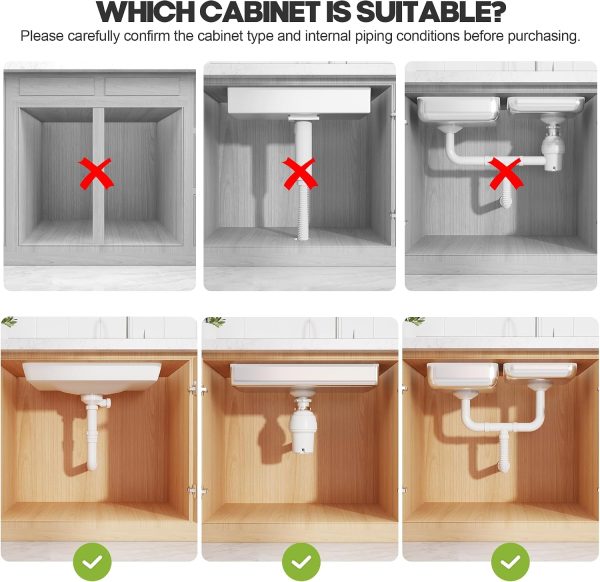 CT0433790JS_2 1 Pack Expandable Under Sink Organizers And Storage With Upgrade Ball-Bearing Slide Tracks,2-Tier Pull Out Under Cabinet Organizer Height Adjustable,Slide Out Under Sink Drawers-Black(Patent Pending)