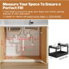 CT0433790JS_3 1 Pack Expandable Under Sink Organizers And Storage With Upgrade Ball-Bearing Slide Tracks,2-Tier Pull Out Under Cabinet Organizer Height Adjustable,Slide Out Under Sink Drawers-Black(Patent Pending)