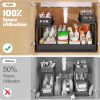 CT0433790JS_4 1 Pack Expandable Under Sink Organizers And Storage With Upgrade Ball-Bearing Slide Tracks,2-Tier Pull Out Under Cabinet Organizer Height Adjustable,Slide Out Under Sink Drawers-Black(Patent Pending)
