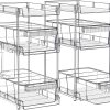 CT0433850JS_1 Clear Bathroom Organizers 2 Sets 3 Tier, Pull Out Organizer and Storage with 2 Cups, Slide Out Drawer Storage Container with 6 Dividers, Multi-Purpose Bathroom Organizer, Kitchen Under Sink Organizer