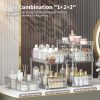 CT0433850JS_2 Clear Bathroom Organizers 2 Sets 3 Tier, Pull Out Organizer and Storage with 2 Cups, Slide Out Drawer Storage Container with 6 Dividers, Multi-Purpose Bathroom Organizer, Kitchen Under Sink Organizer