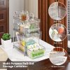 CT0433850JS_3 Clear Bathroom Organizers 2 Sets 3 Tier, Pull Out Organizer and Storage with 2 Cups, Slide Out Drawer Storage Container with 6 Dividers, Multi-Purpose Bathroom Organizer, Kitchen Under Sink Organizer