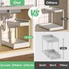 CT0433965JS_2 Under Sink Organizer Bathroom Kitchen: 2 Pack 2 Tier Metal Under Cabinet Storage with Height-adjustable Shelf and Pull out Rack for Pantry Vanity Cupboard Counter Countertop, White