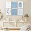 6Pcs Blue Coastal Wall Art Summer Beach Shell Wall Decor Pictures Light Blue Bikini Plant Starfish Posters Canvas Prints for Modern Shoreside Themed Home Decoration Bathroom Room Decoration Unframed