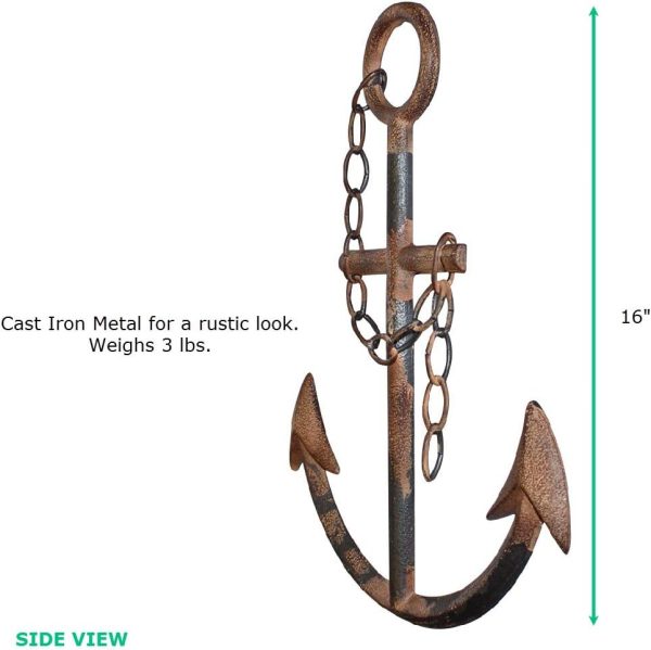 WALL CHARMERS 16" Cast Iron Metal Anchor Wall Decor (Rustic)